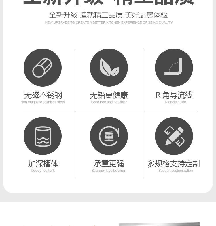 加厚304商用不锈钢水槽单双三槽水池洗菜盆洗碗池食堂厨房专用详情4
