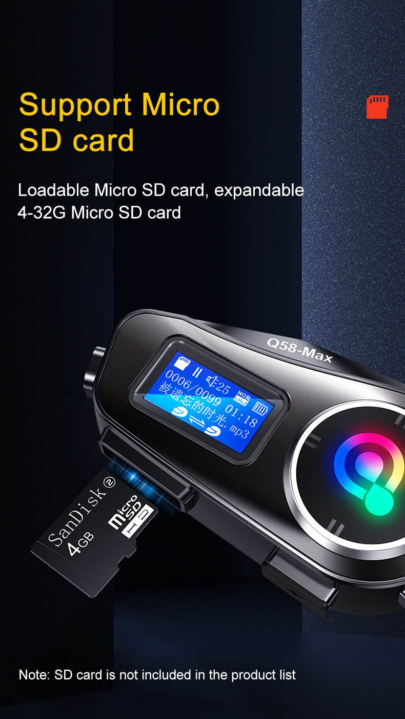 Q58MAX跨境专款头盔蓝牙耳机MP3混音音乐分享LCD屏FM对讲头盔耳机详情15