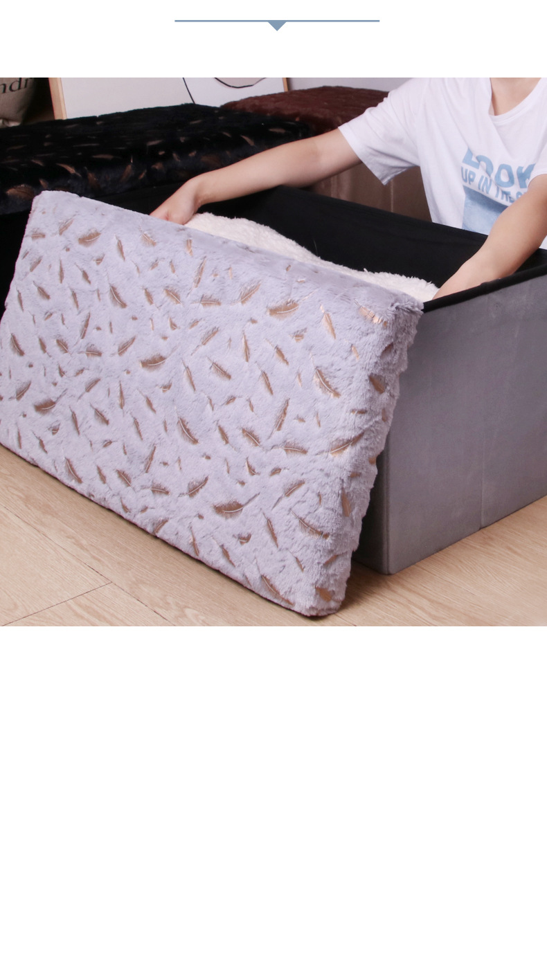 Gilded feather fabric storage stool, bedroom shoe-changing stool, multi-sized velvet folding storage stool pic 7