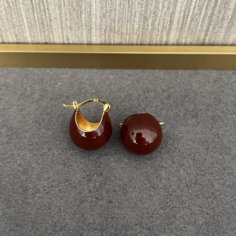 中式复古珐琅滴釉圆球耳环女轻奢高级感配饰小众925大气耳扣耳详情7