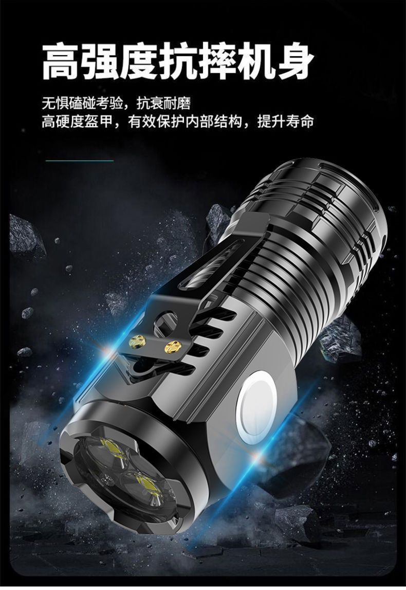 【电商爆款】3LED三眼怪手电帽夹灯可充电迷你便携家用应急手电筒详情16