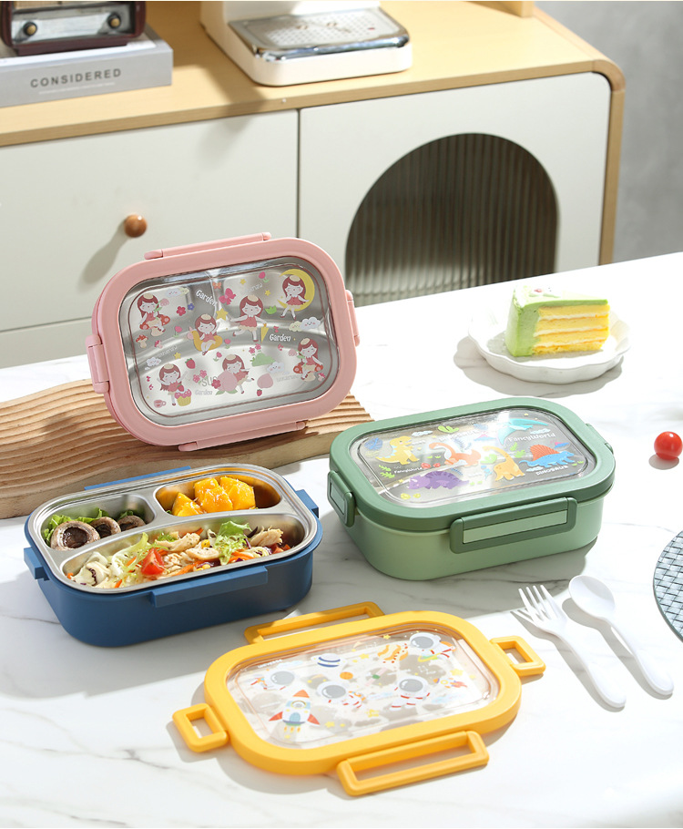 分隔不锈钢饭盒卡通高颜值保温午餐分格便当盒便携学生上班族餐盒01571详情17