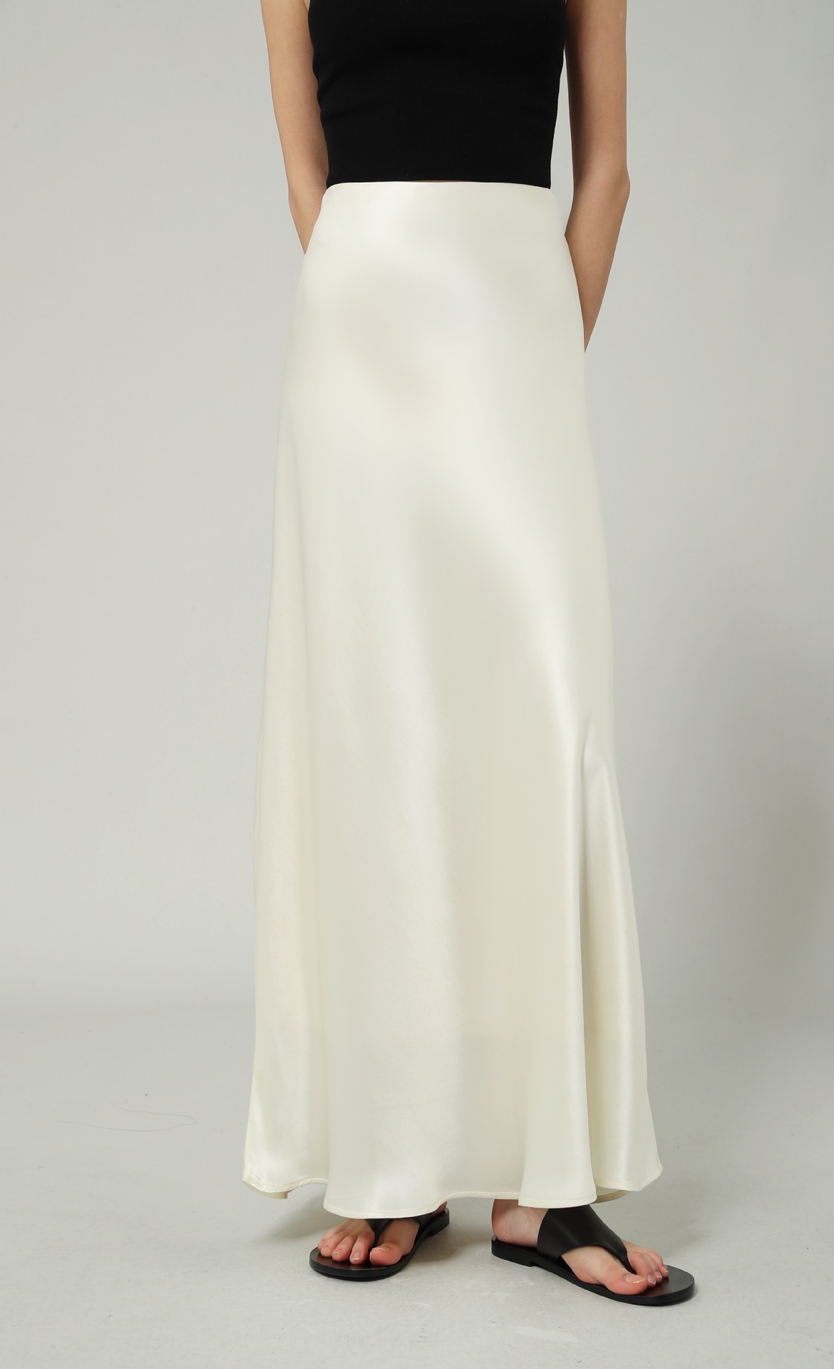 醋酸缎面丝光感柔软垂顺牛筋高腰长款半身裙女2025夏新款飘逸长裙详情7