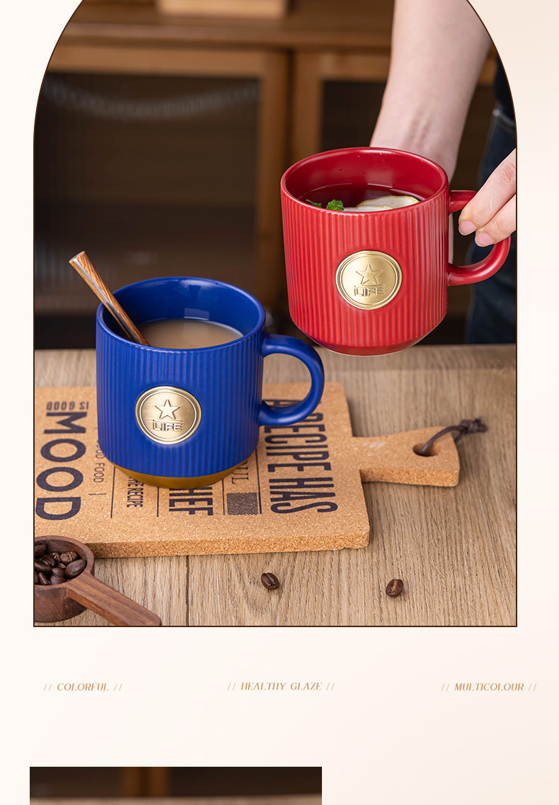 铜牌马克杯定制欧式复古陶瓷水杯轻奢咖啡杯情侣杯高级感礼品跨境详情11