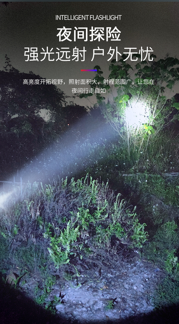 太阳能手电筒强光聚光户外充电便捷超亮带侧灯礼品跨境厂家直销详情5