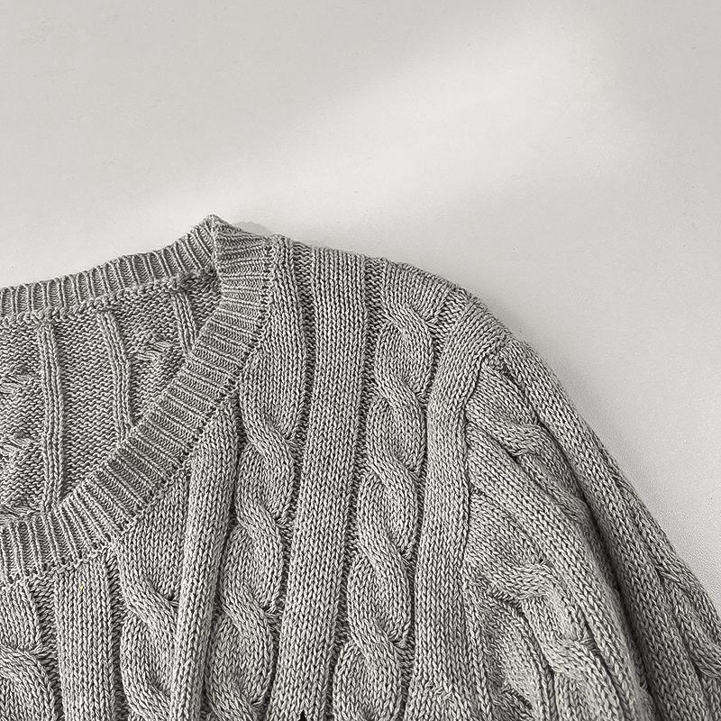 British-style ponytail embroidery braided short-sleeved knitted sweater for women, spring and summer retro style, thyme and base layer sweater pic 15