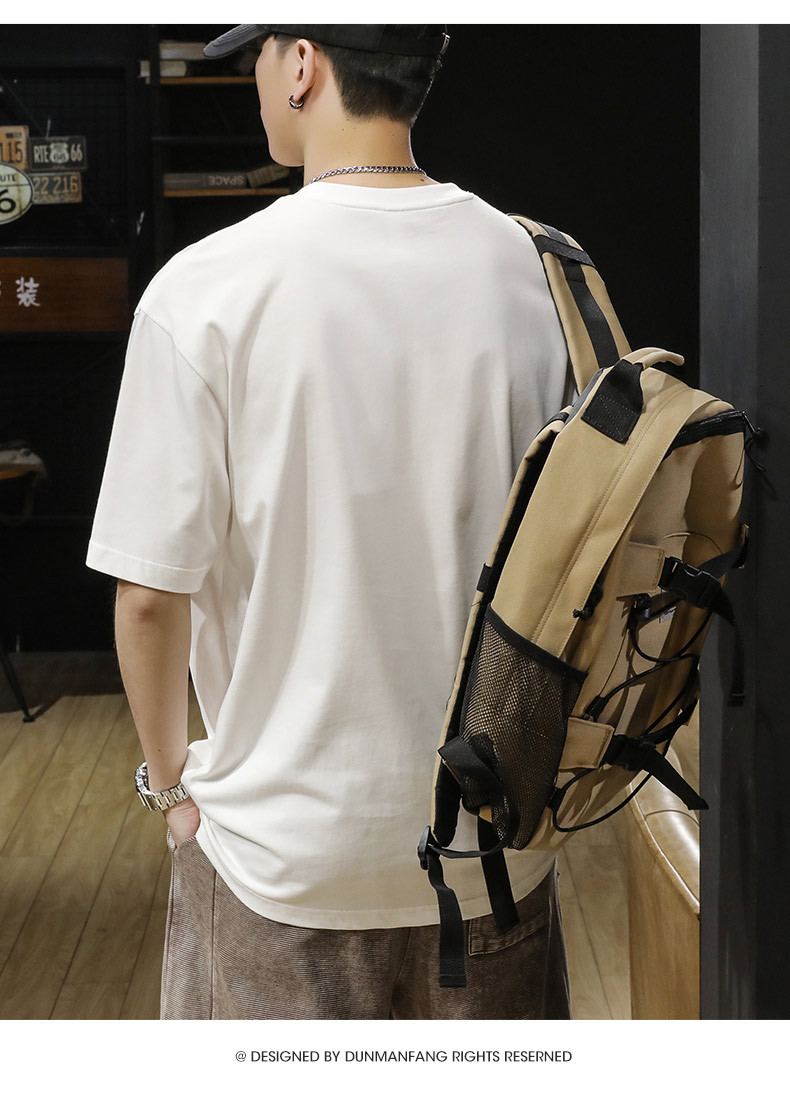 Verano nuevo pound manga corta camiseta hombre holgado tallas grandes marca de moda versátil cuello redondo medio puño bolsa decorativa cuerpo pic 18
