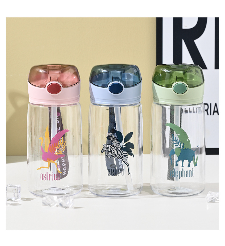 吸管水杯ins风图案爆款塑料水杯耐高温刻度学生杯子批发简约水壶详情11