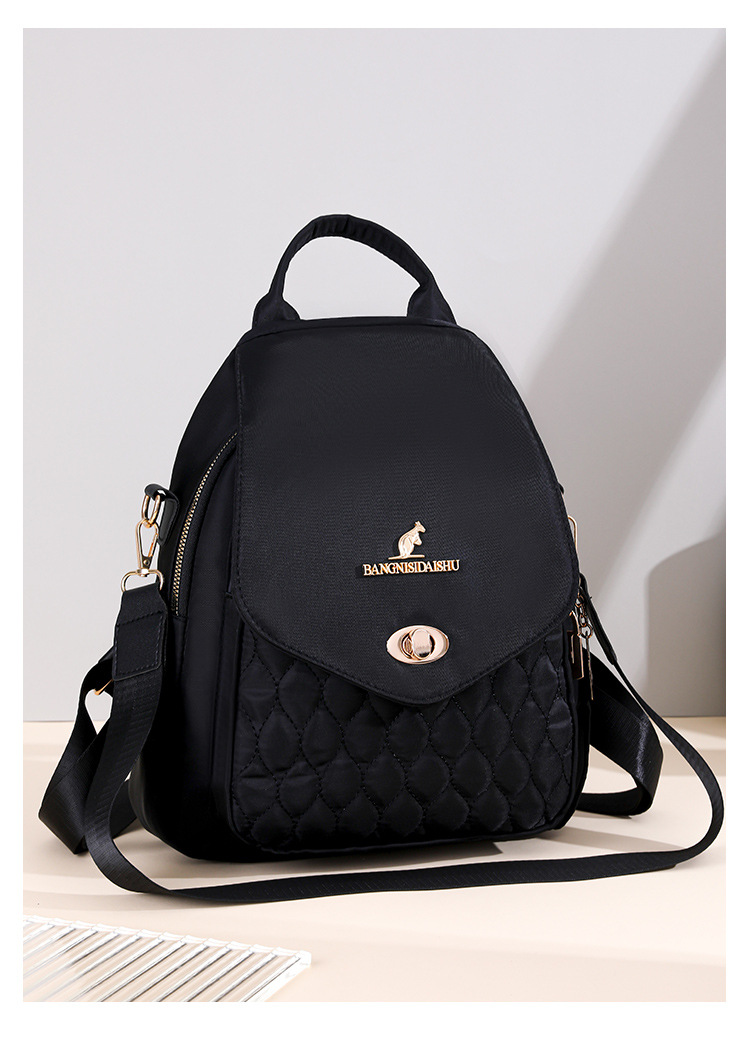 新款高档袋鼠牛津布双肩包女旅行外出中年妈咪双肩背绣线多用背包详情10