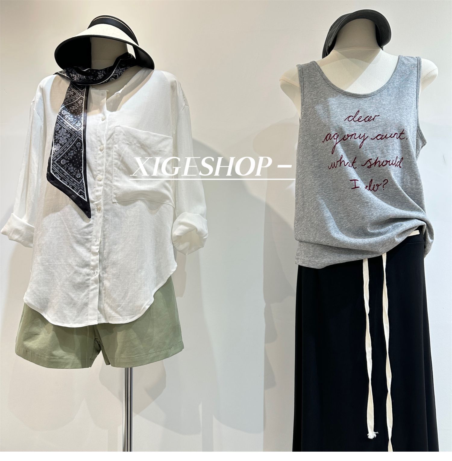 The contrasting color waist drawstring skirt is A high-waisted, slimming dress with a split mid-length, casual and versatile A-line skirt for women in summer pic 31