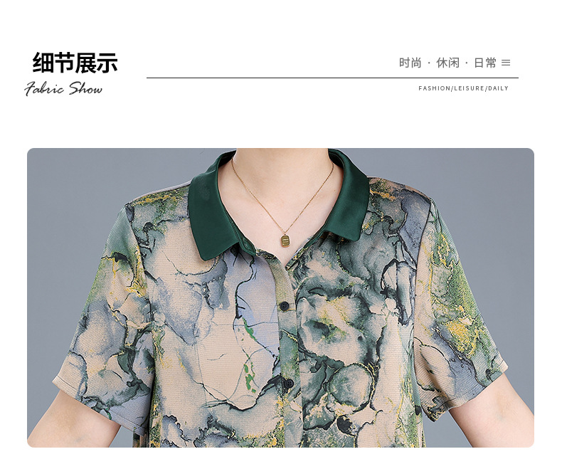 中年妈妈夏装连衣裙2024夏季新款中老年女装宽松遮肚时尚减龄裙子详情14
