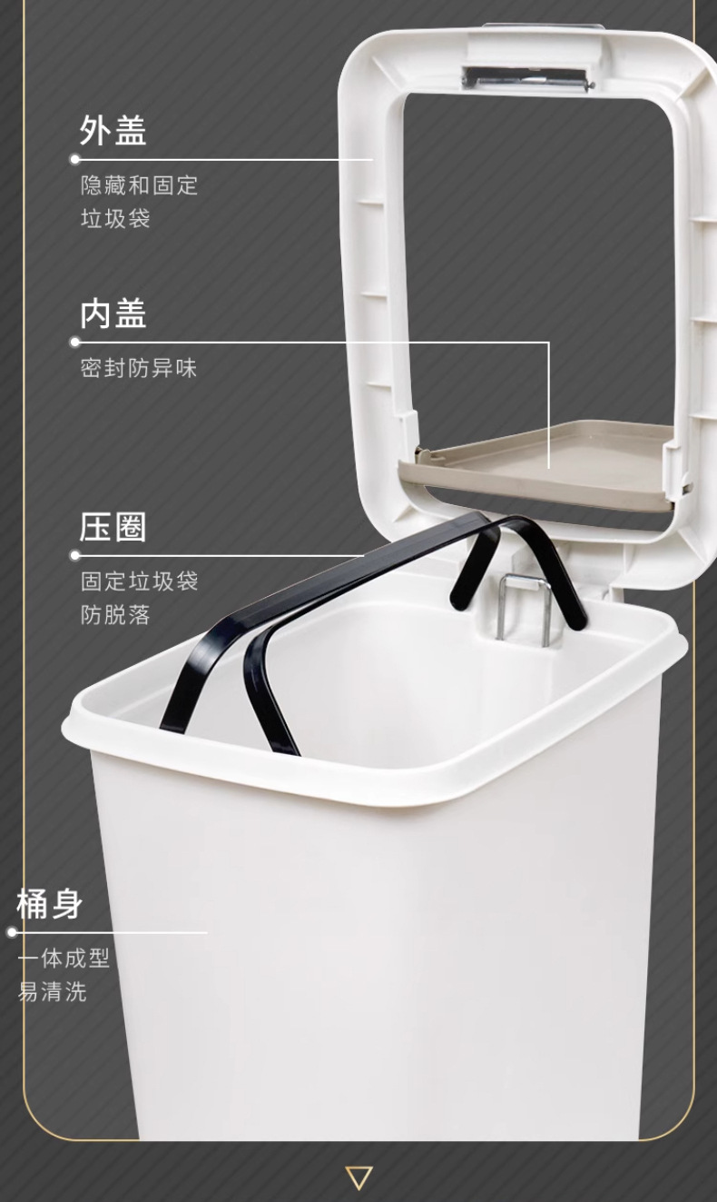 家用垃圾桶大号卧室客厅宿舍简约垃圾桶卫生间厨房厕所带盖脚踩详情7