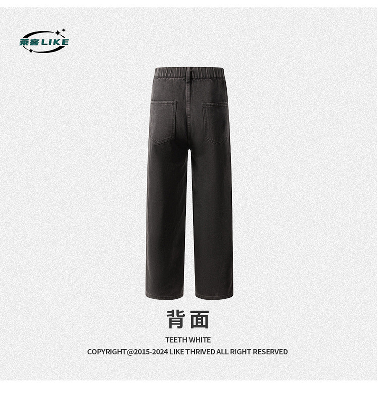 男装牛仔裤美式街头潮牌牛仔裤子男宽松高级感百搭水洗牛仔直筒裤详情15