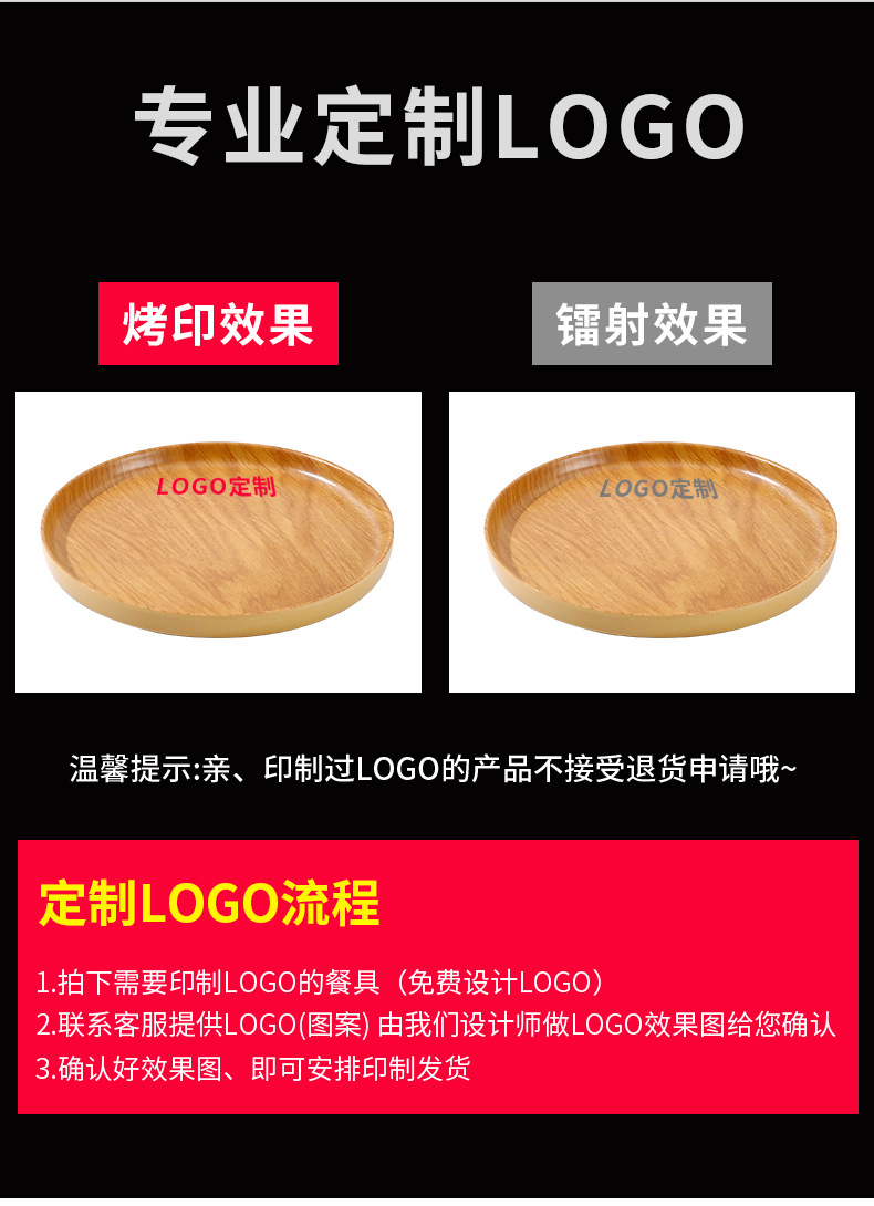 商用火锅配菜盘密胺餐具仿木纹托盘火锅店专用盘子牛羊肉切片摆盘详情10