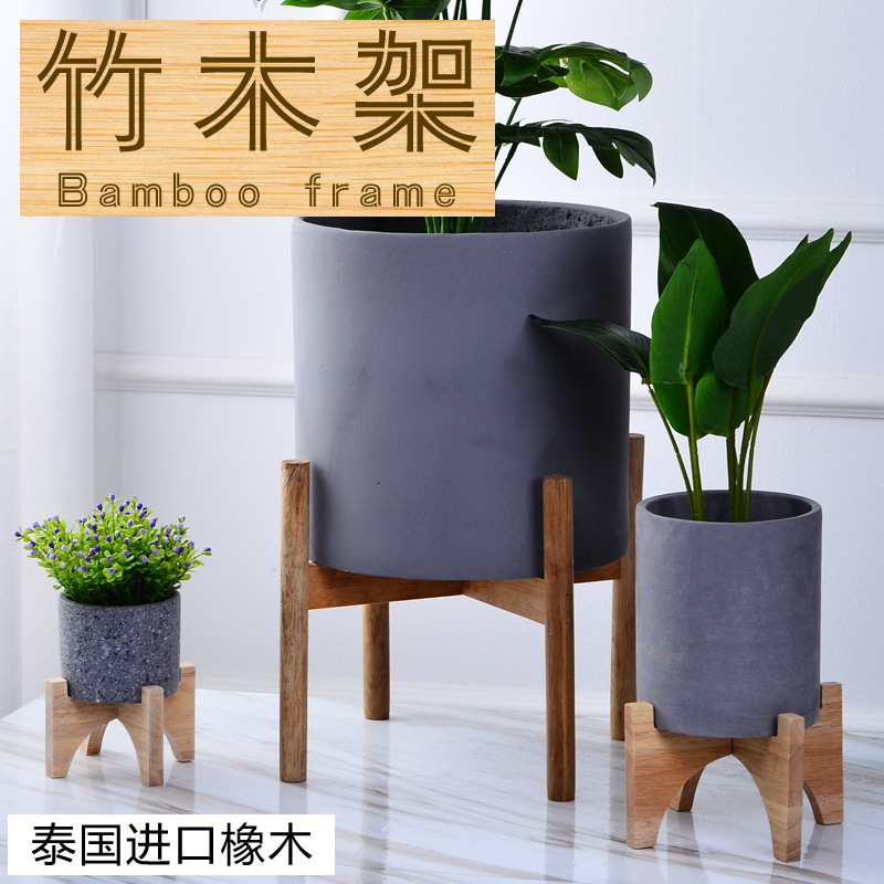 科迎北欧花盆木架四脚木座水缸实木木质花盆架户外室内落地阳台花详情2