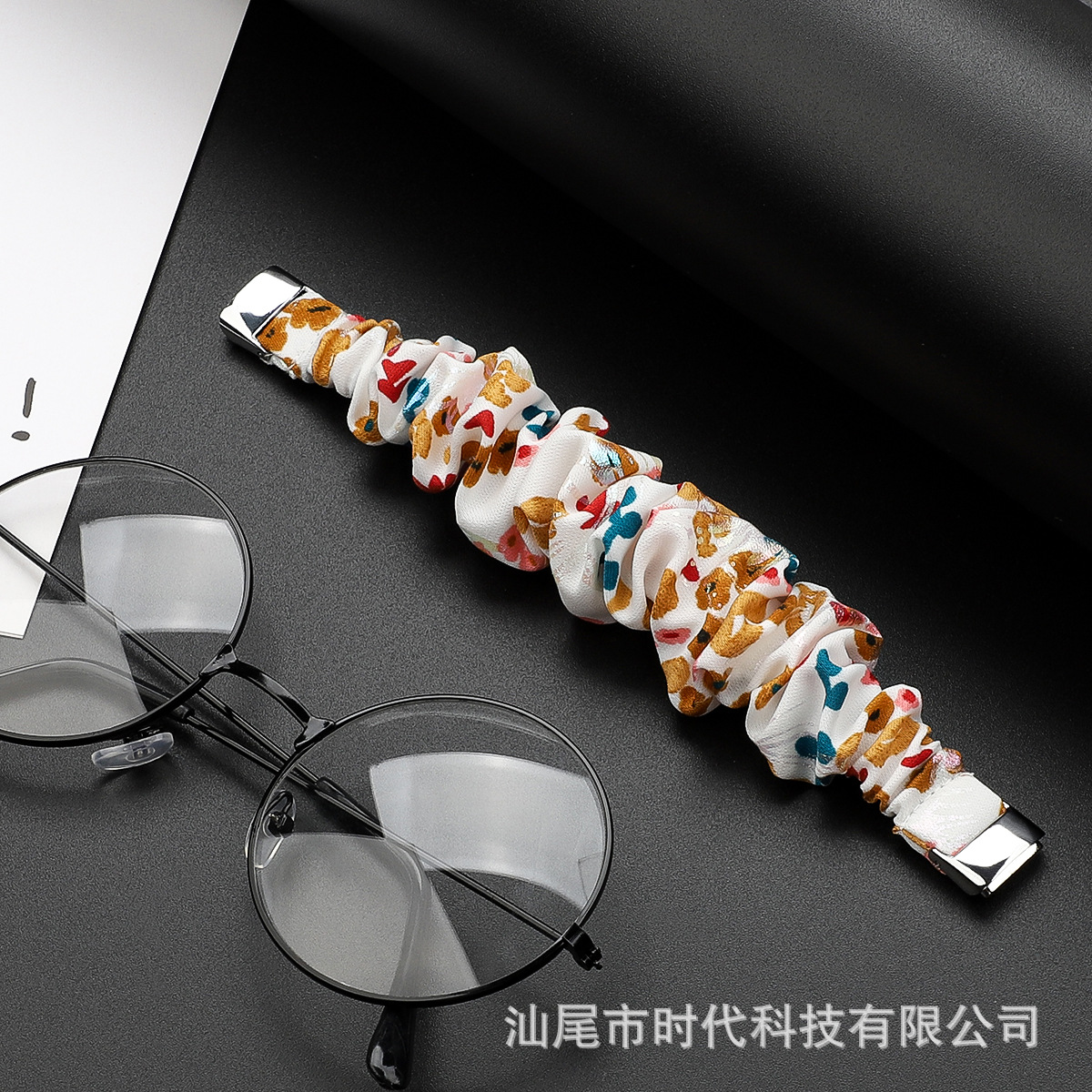 适用于Fitbit Luxe 智能手表腕带涤纶花圈发圈松紧款多色印花表带详情13