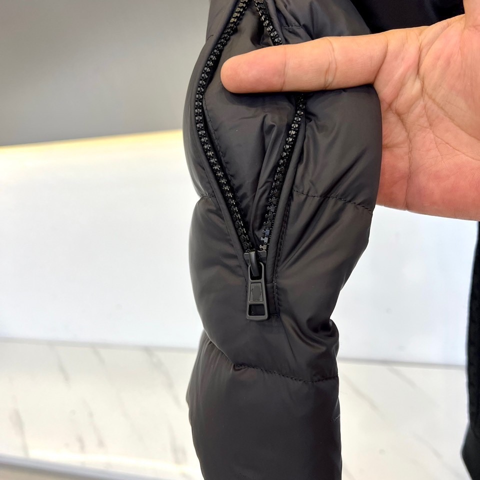 立领拉链条纹羊毛夹克外套男女同款羽绒服详情4