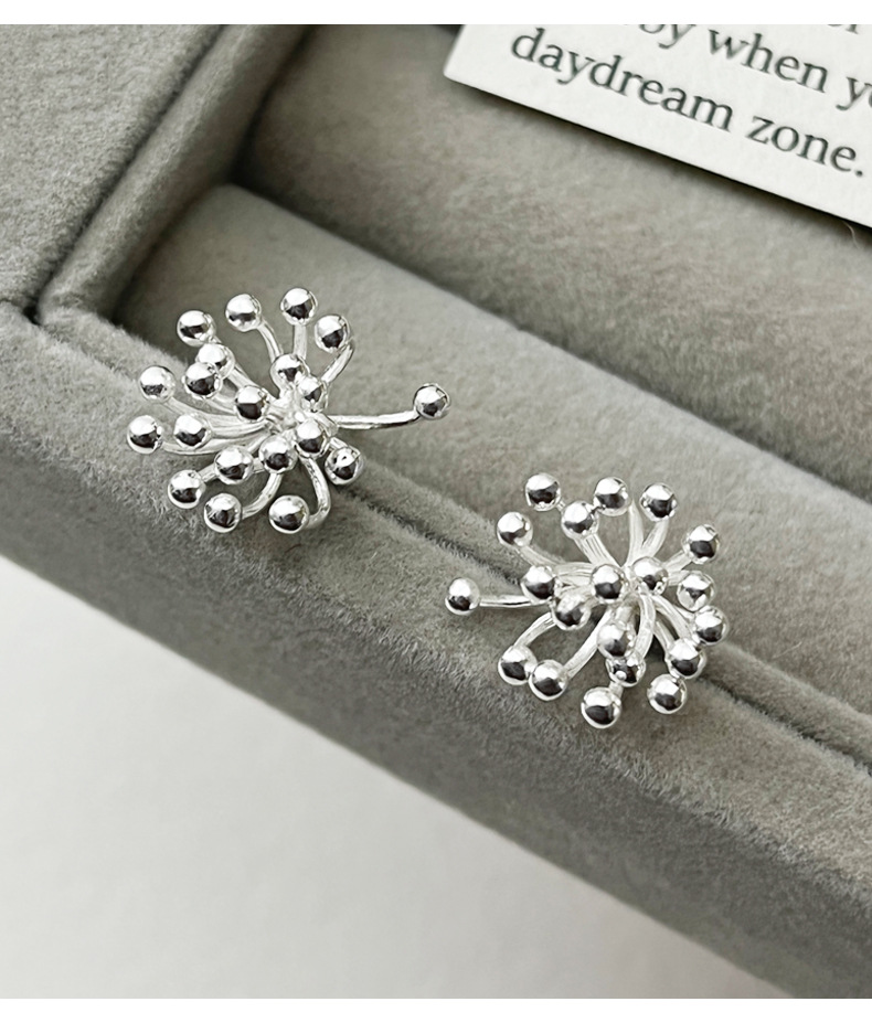 925 sterling silver firework stud earrings for women, simple and niche design, sweet and fresh, designer earrings 9111A pic 11