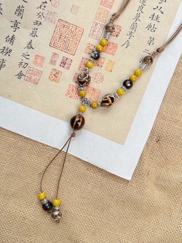 文创景德镇陶瓷项链蝴蝶跨境饰品批发国风文艺新中式手工编织项饰详情9