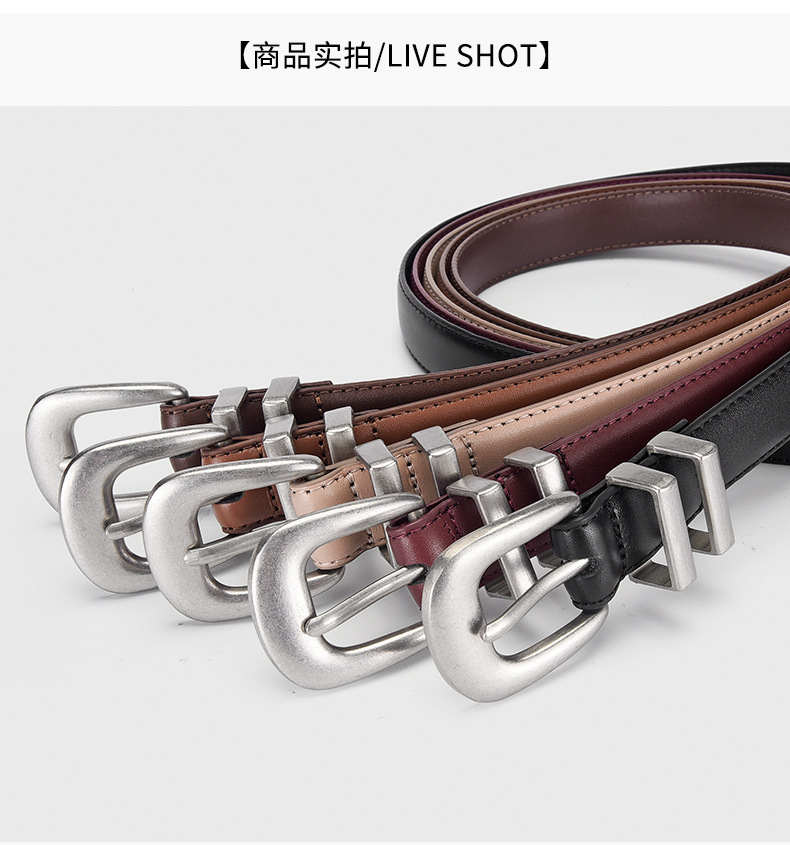 Cuero genuino mujer moda cinturón para mujer versión coreana versátiles jeans capa de cabeza cuero de vaca aguja hebilla cinturón stock al por mayor pic 28