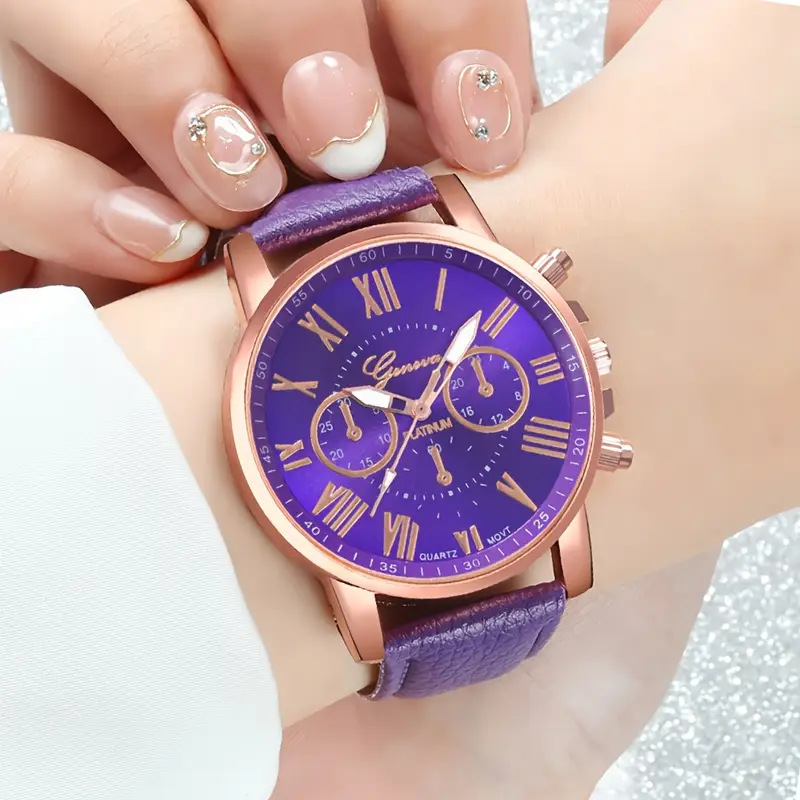 跨境引流款女士皮带手表日内瓦石英表皮带时尚女款女表罗马刻度手详情6