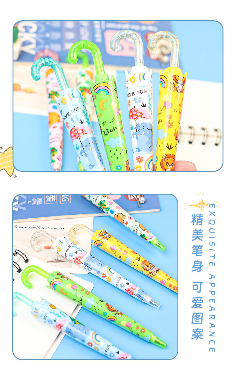 Creative umbrella, fresh and cute cartoon transparent gel pen, high personality, high appearance level, student stationery, problem-solving signature pen pic 4