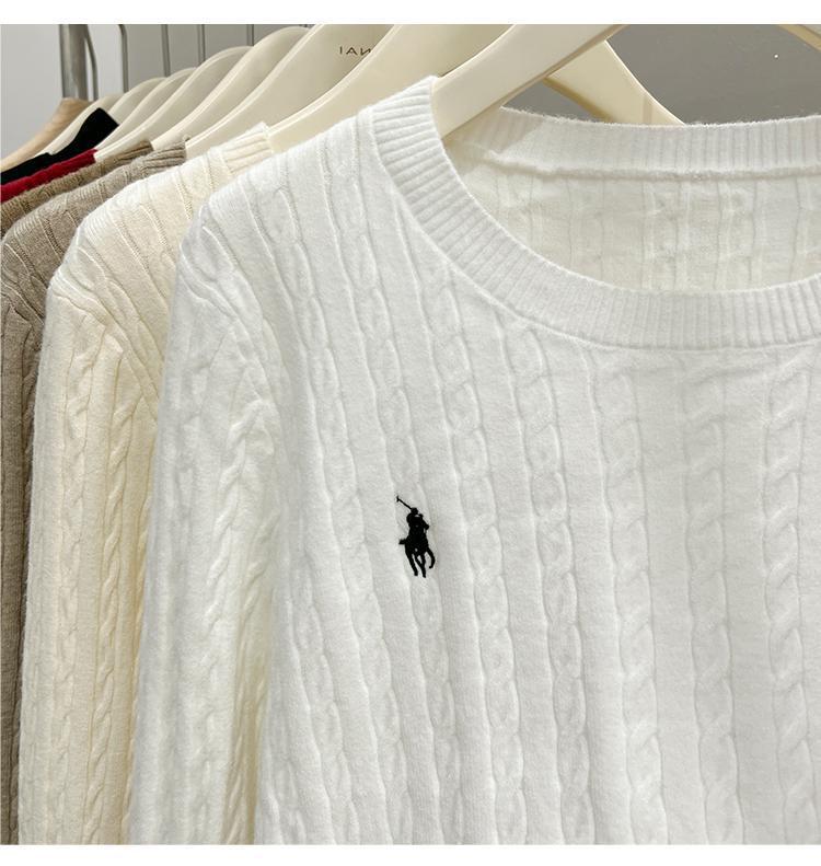 A loose embroidered knitted base layer for women can be paired with a new autumn and winter stylish long-sleeved white sweater with a twist pattern pic 11