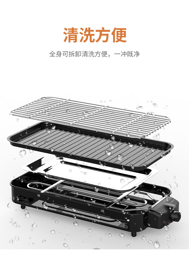 Cross-border SOKANY6112 electric barbecue grill, home gathering, low smoke, grill and net dual-purpose, foreign trade black and red mixed set pic 8