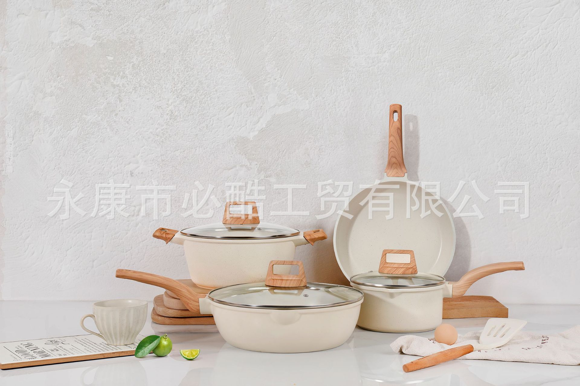 A set of non-stick marble and granite cookware, including soup POTS, stewing POTS, frying POTS, stir-frying POTS, milk POTS, and POTS for frying, stir-frying, steaming and boiling pic 2