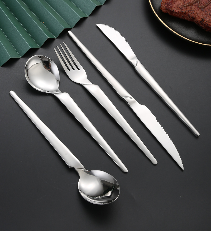 Steak knives, forks, Western cuisine, hotel supplies, stainless steel tableware, knife, fork and spoon sets, creative thickened table knives and spoons wholesale pic 16