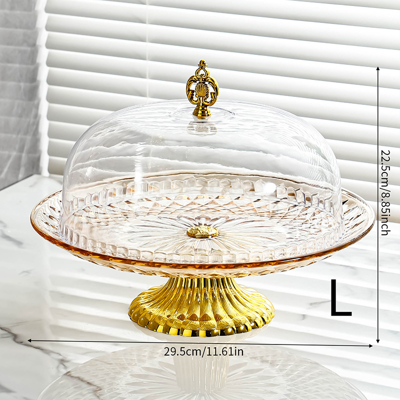 欧式塑料果盘蛋糕盘水果盘点心盘家用带盖子干果盘高脚创意加厚大详情7