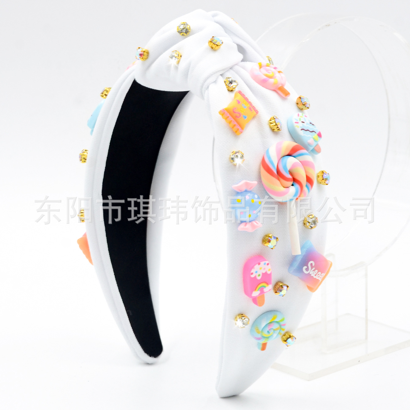 Qiwei Accessories Exclusive cross-border European and American back-to-school season diamond-encrusted hair bands, multi-color candy accessories, sweet and cute high skull top holiday date hair accessories pic 9