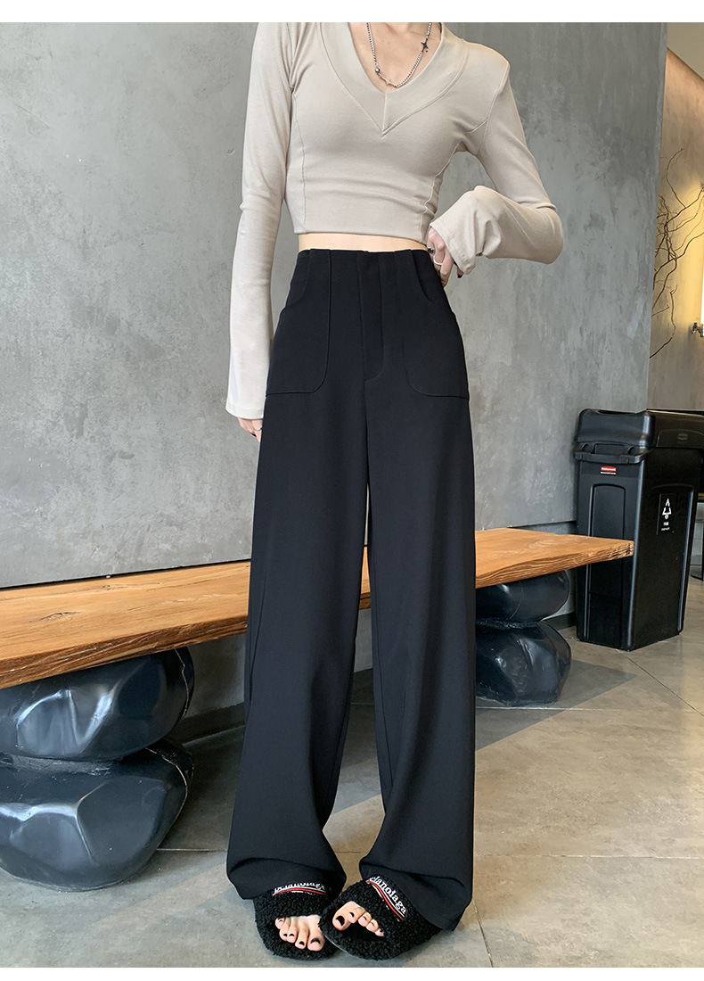 窄版西装裤女秋季2025新款宽松高腰垂感休闲长裤百搭直筒阔腿裤子详情13