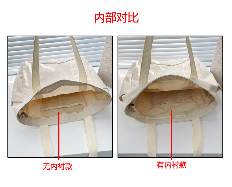 大容量托特帆布包上班外出高颜值通勤百搭文艺学生装书单肩布袋包详情3