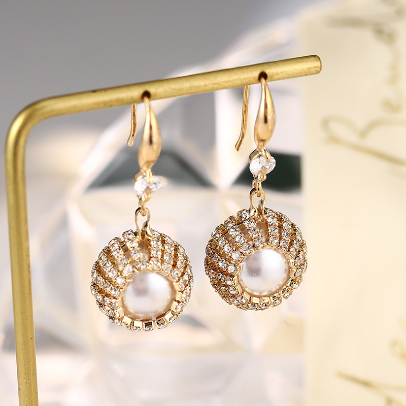 时尚高级感天然珍珠锆石耳环女花朵星星复古轻奢耳钉耳夹925银针详情35