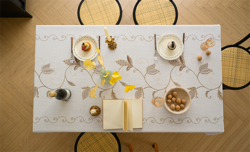 Amazon cross-border embroidered checkered flower tassel tablecloths, rectangular coffee tables, tablecloths and table coverings manufacturer embroidery pic 30