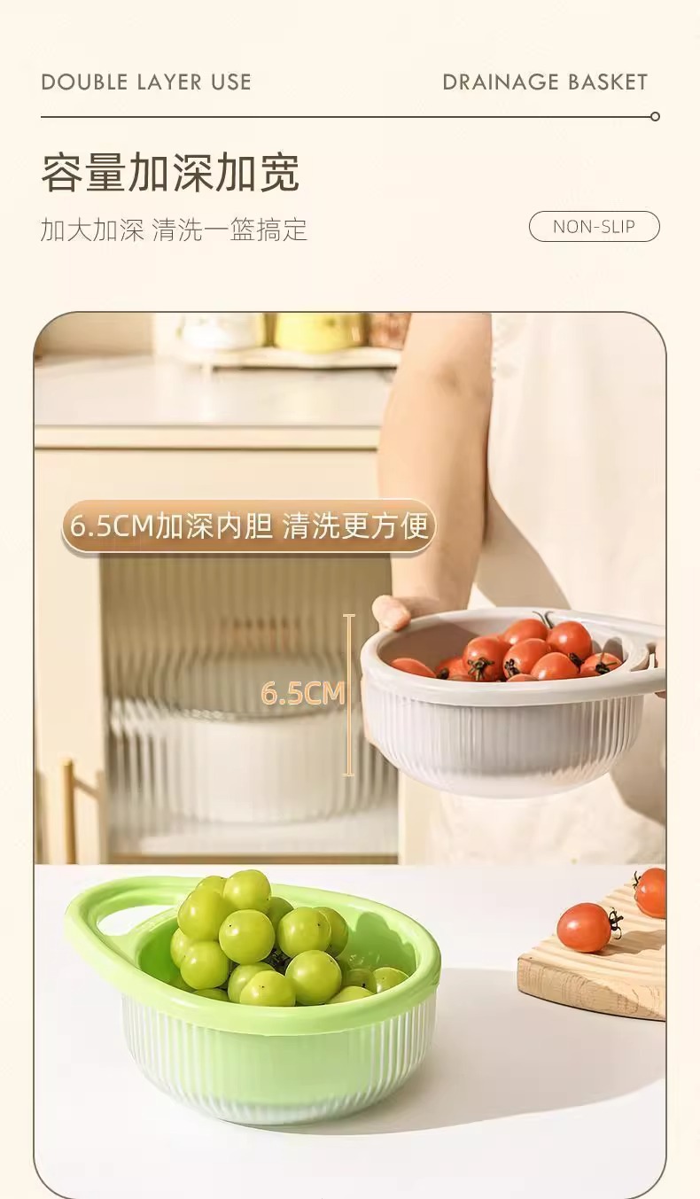 厨房洗菜篮子洗菜篮洗水果蓝双层洗菜盆双层沥水洗菜洗水果蓝批发详情9