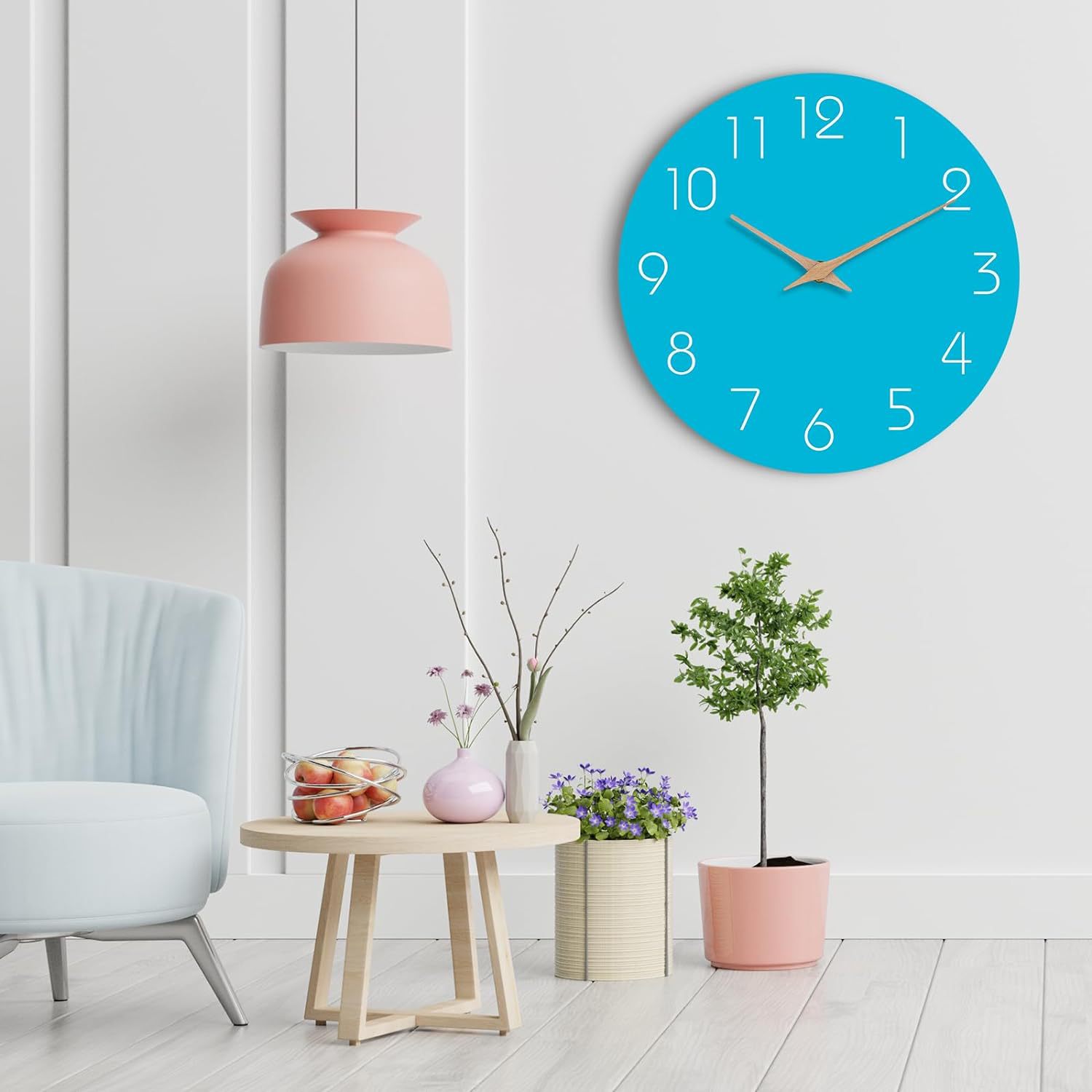 跨境热销简约木质静音挂钟实木指针家用客厅卧室家居装饰壁钟详情12