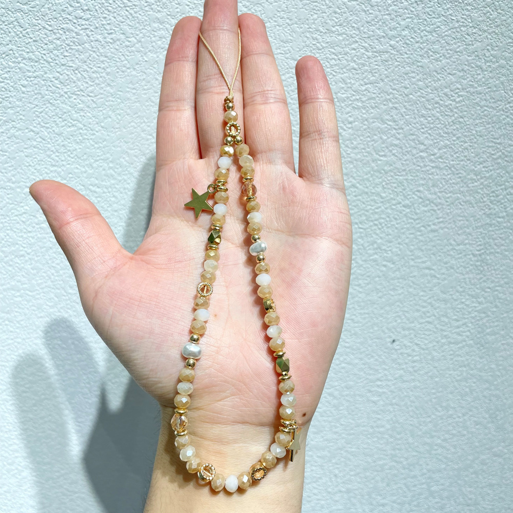高奢水晶串珠手机挂链绳女款珍珠星星链条挂饰高级感秋冬新款挂件详情3