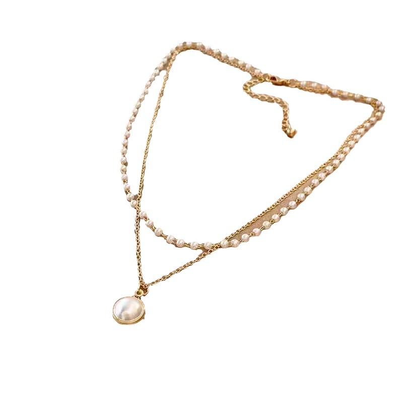 轻奢叠戴双层仿珍珠项链女夏新款潮小众设计感精致日韩锁骨链批发详情11