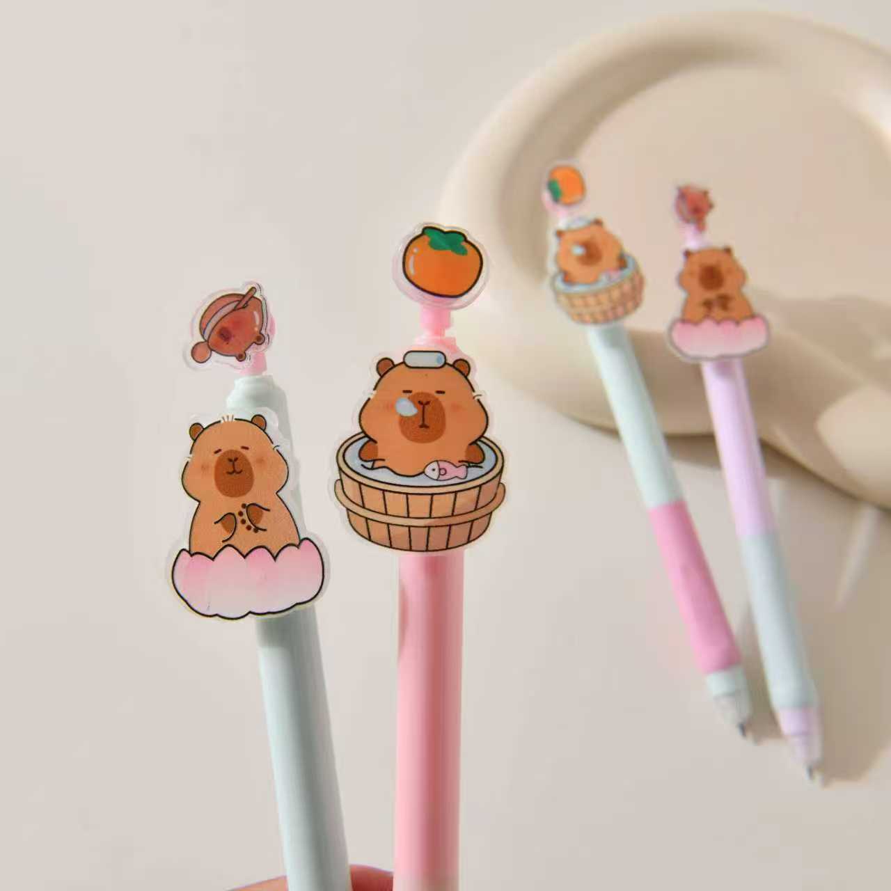 晨兮可爱创意卡通学生中性笔高颜值速干卡皮巴拉款批发办公文化书写礼品笔详情7