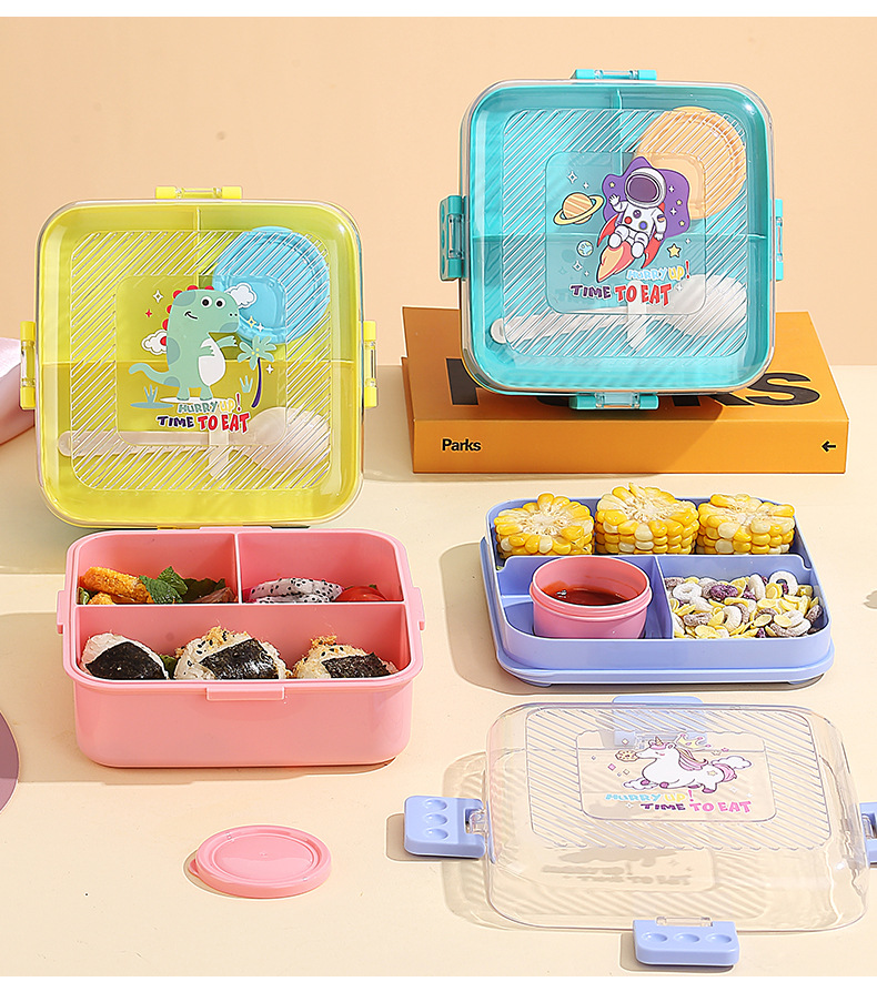 大容量双层便当盒卡通方形分格野餐盒微波加热上班族中小学生餐盒详情15