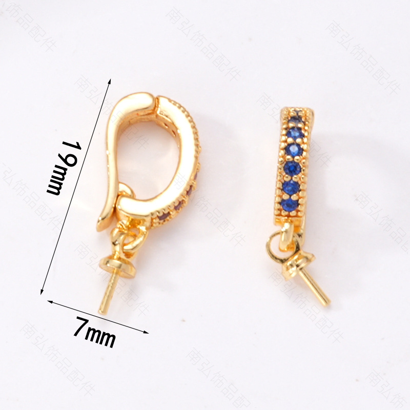 18K gold-plated color-preserving pearl necklace pendant buckle, micro-inlaid universal buckle strap, sheep eye needle empty stand accessory diy accessory pic 10