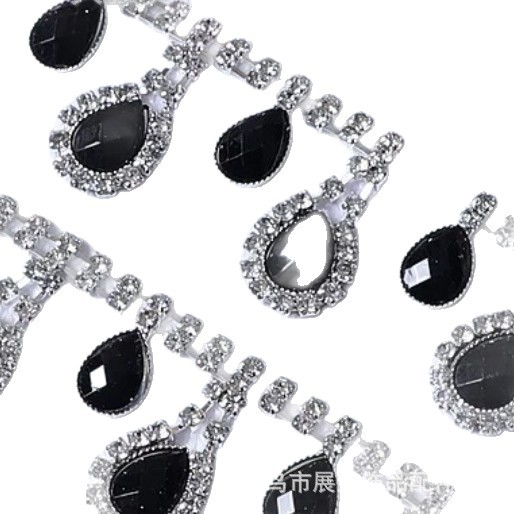 厂家直销多款银白玻璃水晶流苏码链DIY服装鞋子包包帽子装配辅料详情2