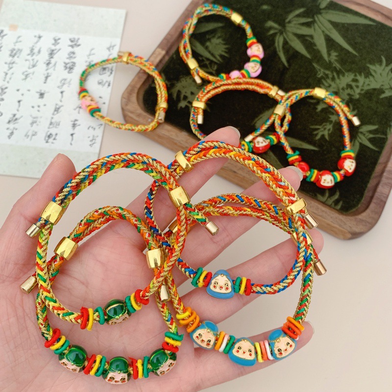 2025新款端午节红绳手链手工diy编织五彩绳儿童粽子手绳礼物批发详情9