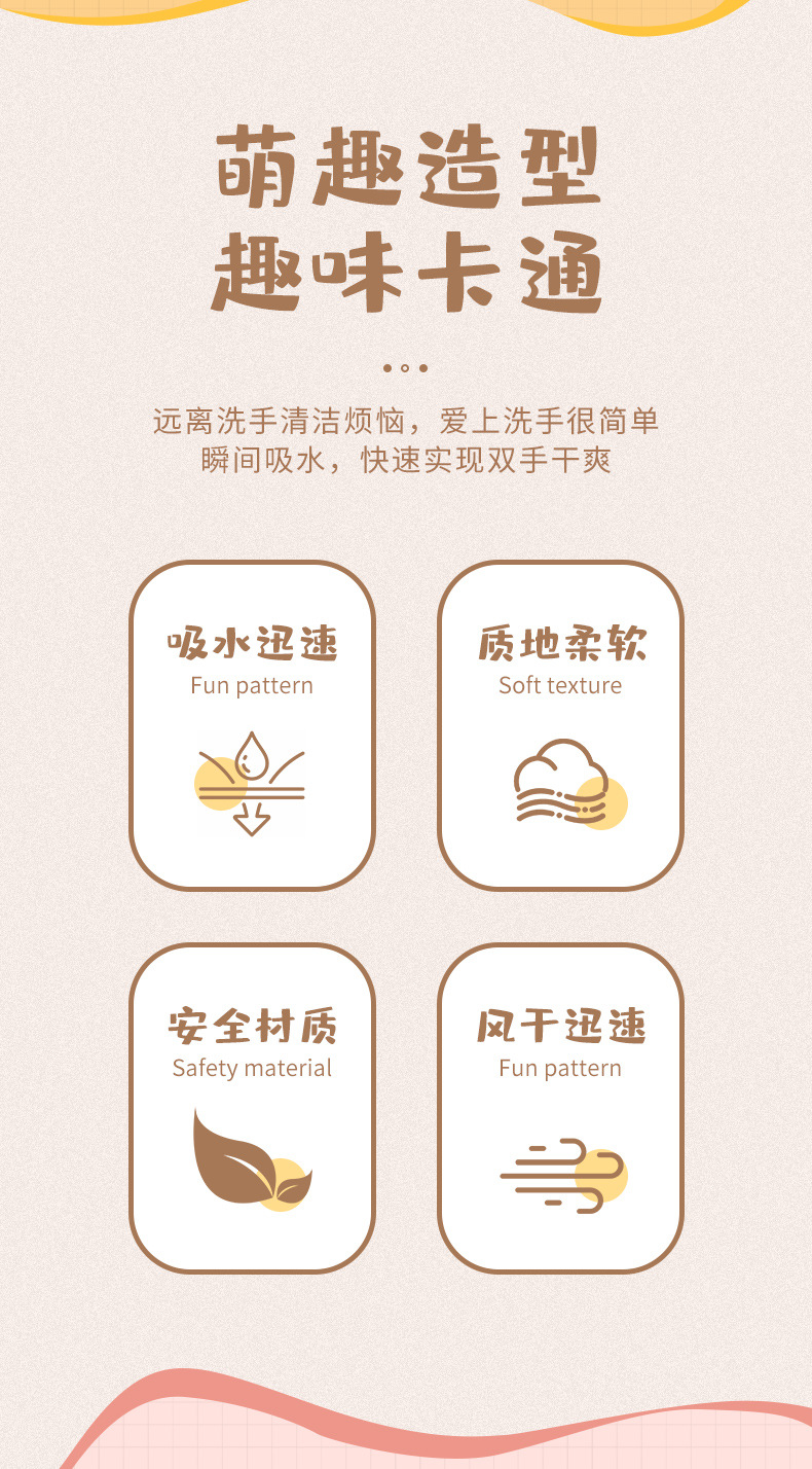 批发珊瑚绒挂式吸水速干厨房擦手布卡通可爱家用亲肤可挂式擦手巾详情4