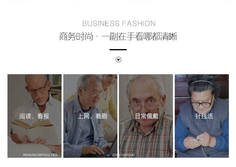 Dual-purpose anti-blue light reading glasses for both near and far, fashionable business progressive multi-focus high-definition eye-protecting reading glasses for the elderly pic 3