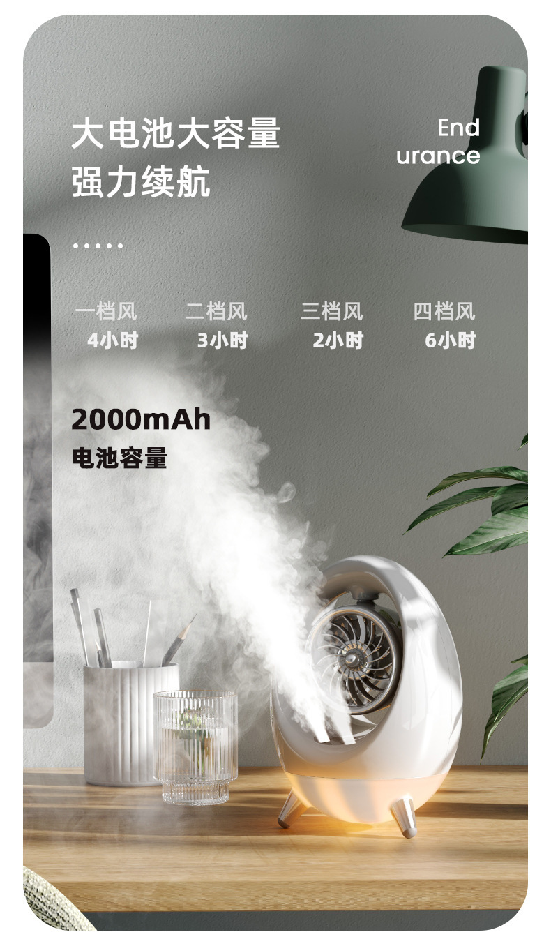 跨境创意火箭舱迷你冷风扇 家用桌面USB冷风机静音双喷雾水冷风扇详情10
