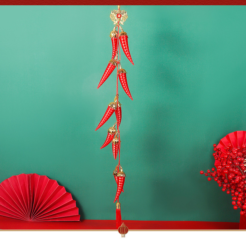 大红丝线春节喜庆灯辣椒系列笼串过年乔迁之喜新居客厅家居装饰品详情7