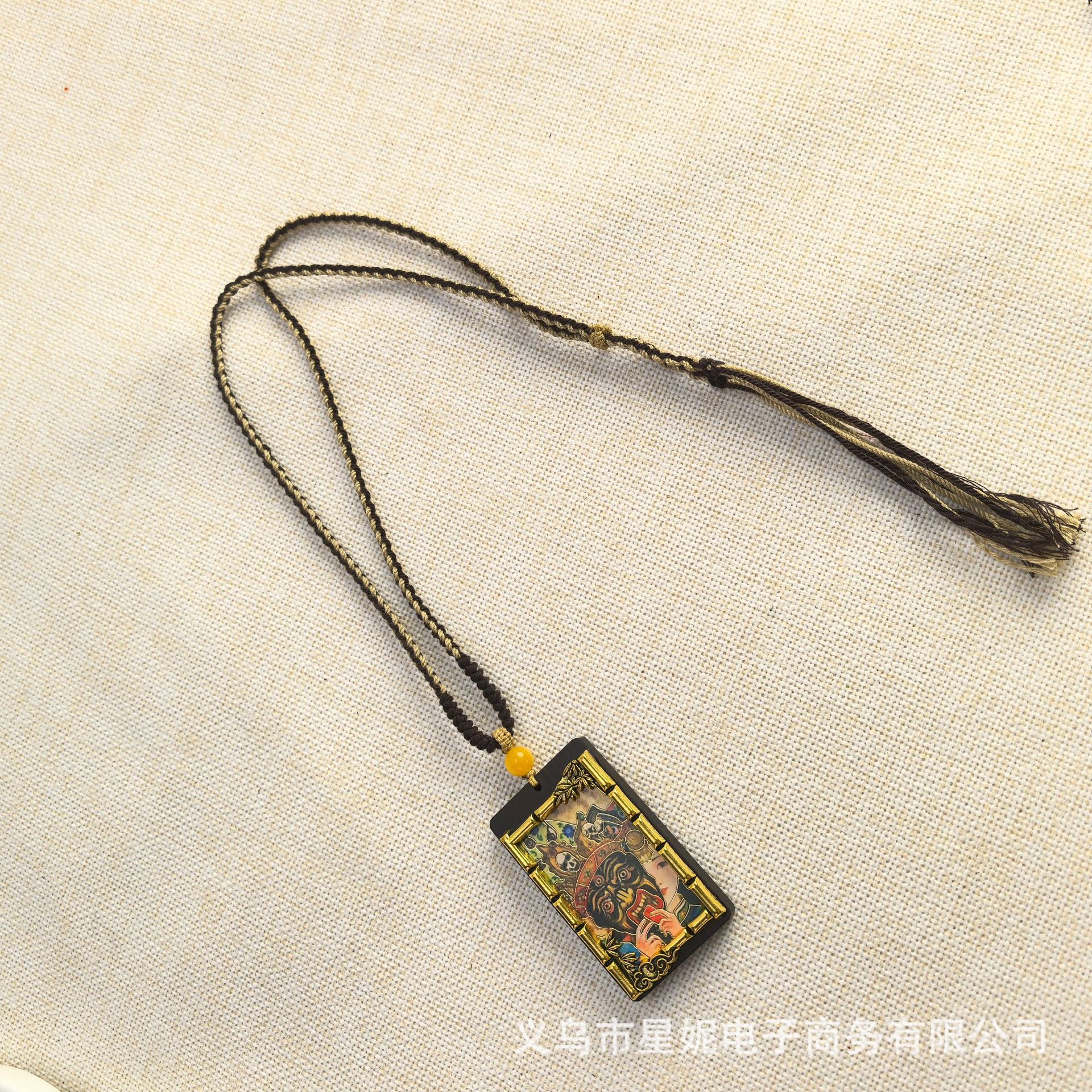 Nepalese Thangka pendant for men, green Tara Manjusri Bodhisattva, esandalwood Buddha amulet, retro necklace, sweater chain pendant for women pic 24